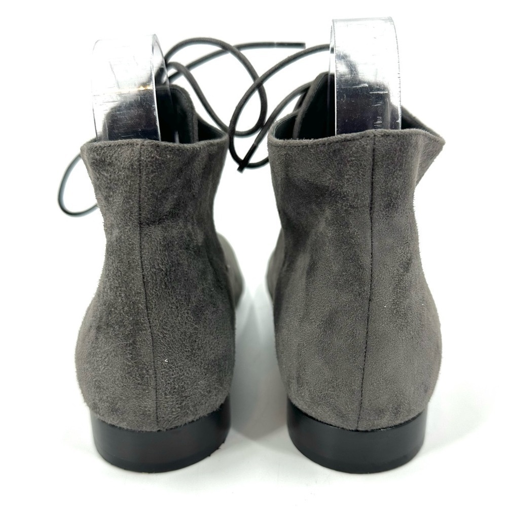 Vince Suede Ankle Boots Womens 6 Gray Lace Up Low Heel Minimalist Booties Luxury - Picture 5 of 9